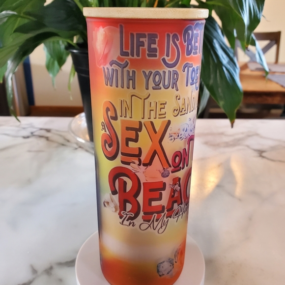 Life is Better With Your Toes In The Sand 20oz Matte Glass Tumbler w/ duo lids - Picture 11 of 14